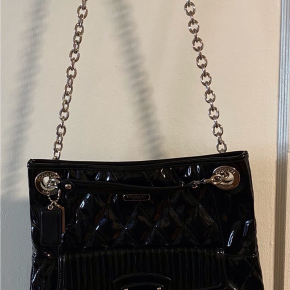 Coach Black Patent Leather Shoulder Bag - Picture 1 of 7